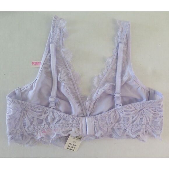 PINK Victoria's Secret 11098906 Women Sz S Lavender Date Unlined Floral Lace Bra - Picture 2 of 7